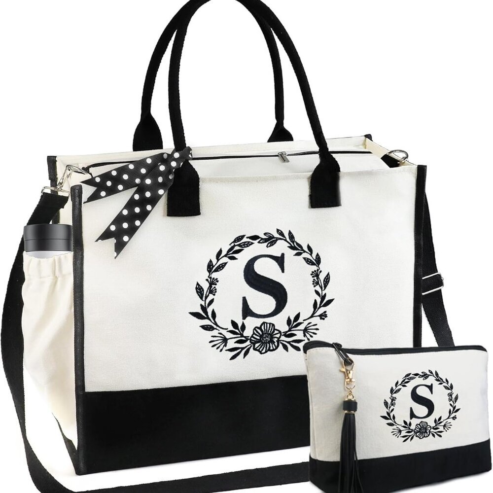 Gifts for Women, Initial Tote Bag for Her Mother Coworkes Teacher, Personalized